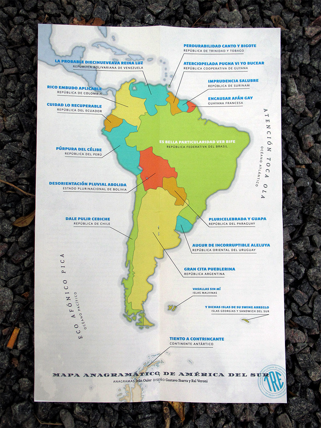El peronista rioplatense no es triple A by Iván Ouler. Anagrammatic map of South America