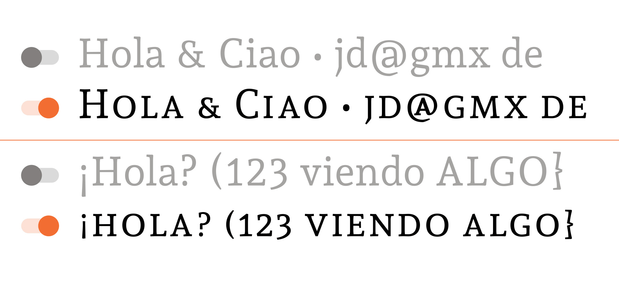 OpenType features small caps
