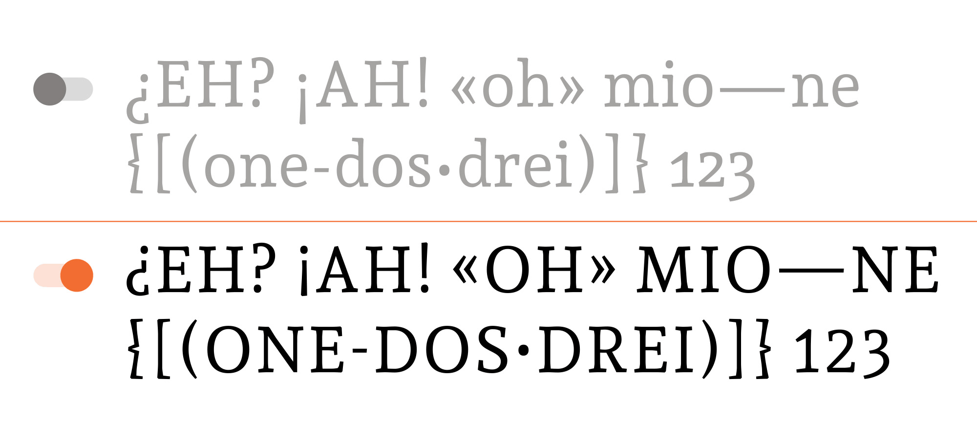 OpenType sensitive case form